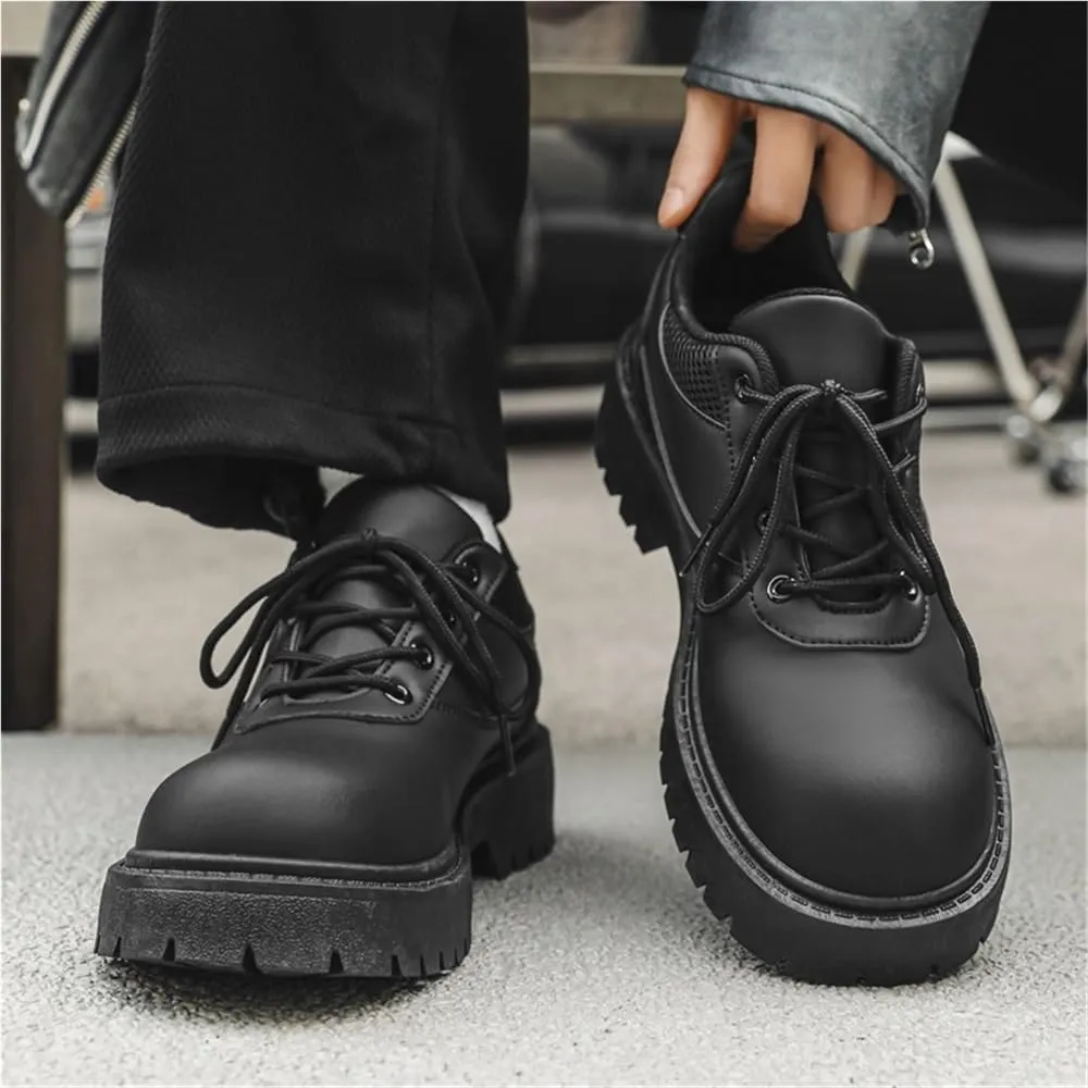 Platform Oxfords Formal Classic Lace Up Business Casual Modern Work Wedding Shoes Lug Sole Heightening Round Up Non-Slip