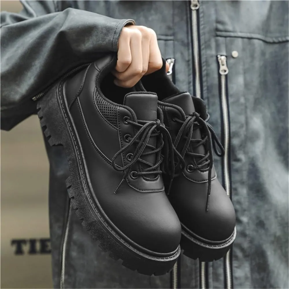 Platform Oxfords Formal Classic Lace Up Business Casual Modern Work Wedding Shoes Lug Sole Heightening Round Up Non-Slip