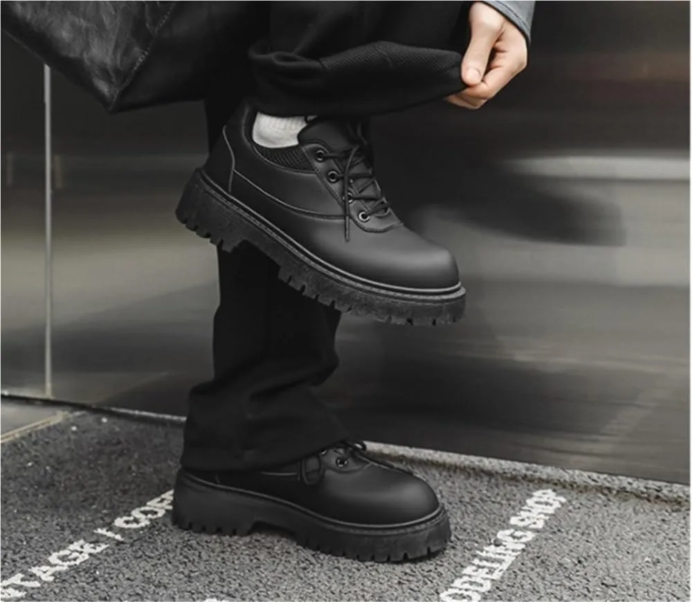 Platform Oxfords Formal Classic Lace Up Business Casual Modern Work Wedding Shoes Lug Sole Heightening Round Up Non-Slip