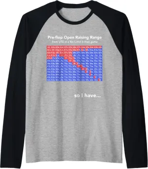 Poker Game UTG Pre-flop Open Raising Range Casino Raglan Baseball Tee