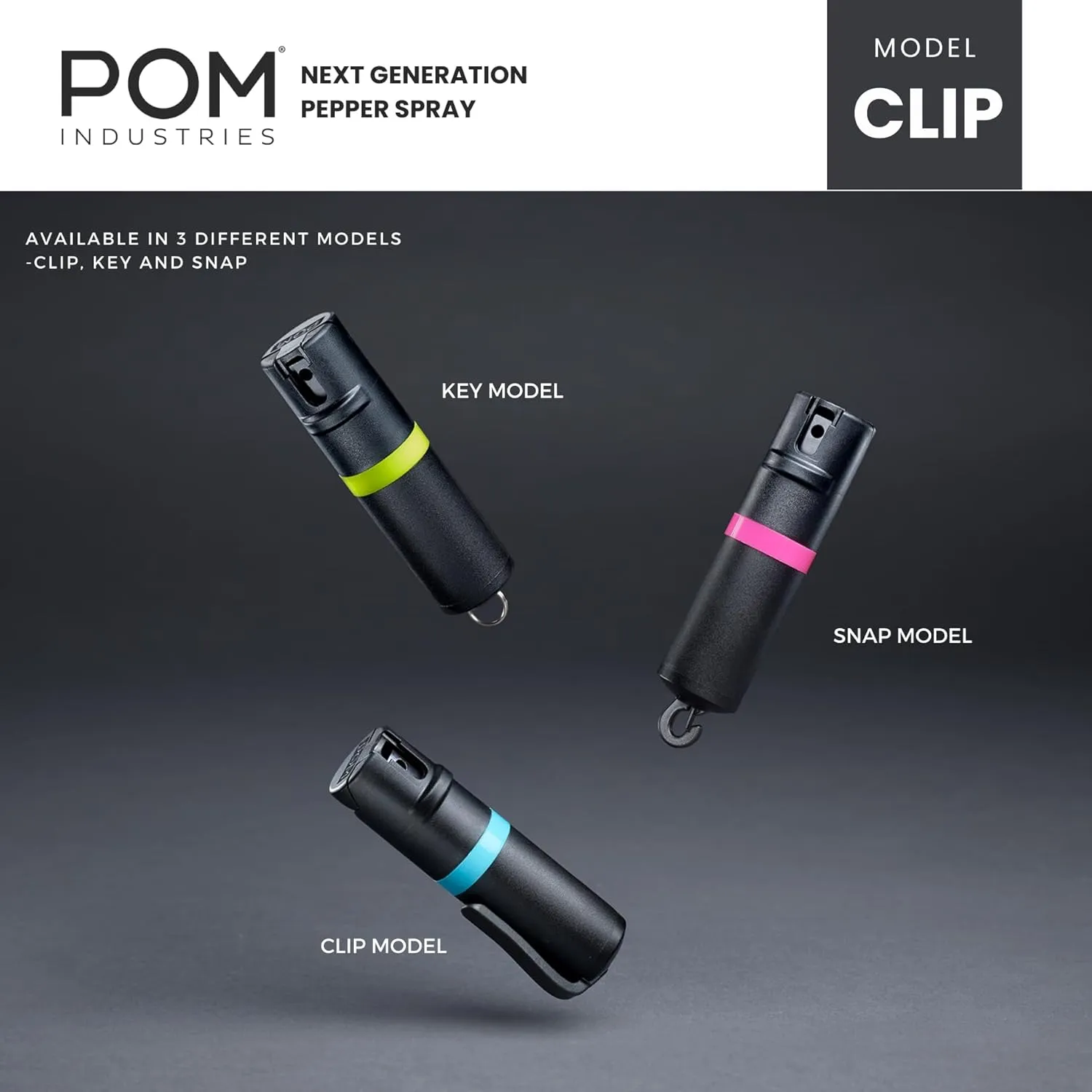 POM Pepper Spray Combo Pack, Keychain & Clip Model, Max Police Strength OC Formula, Quick Key Release, Flip Top Safety, 10 ft Range, 25 Bursts, 0.5 fl oz, Compact Tactical Design for Everyday Carry