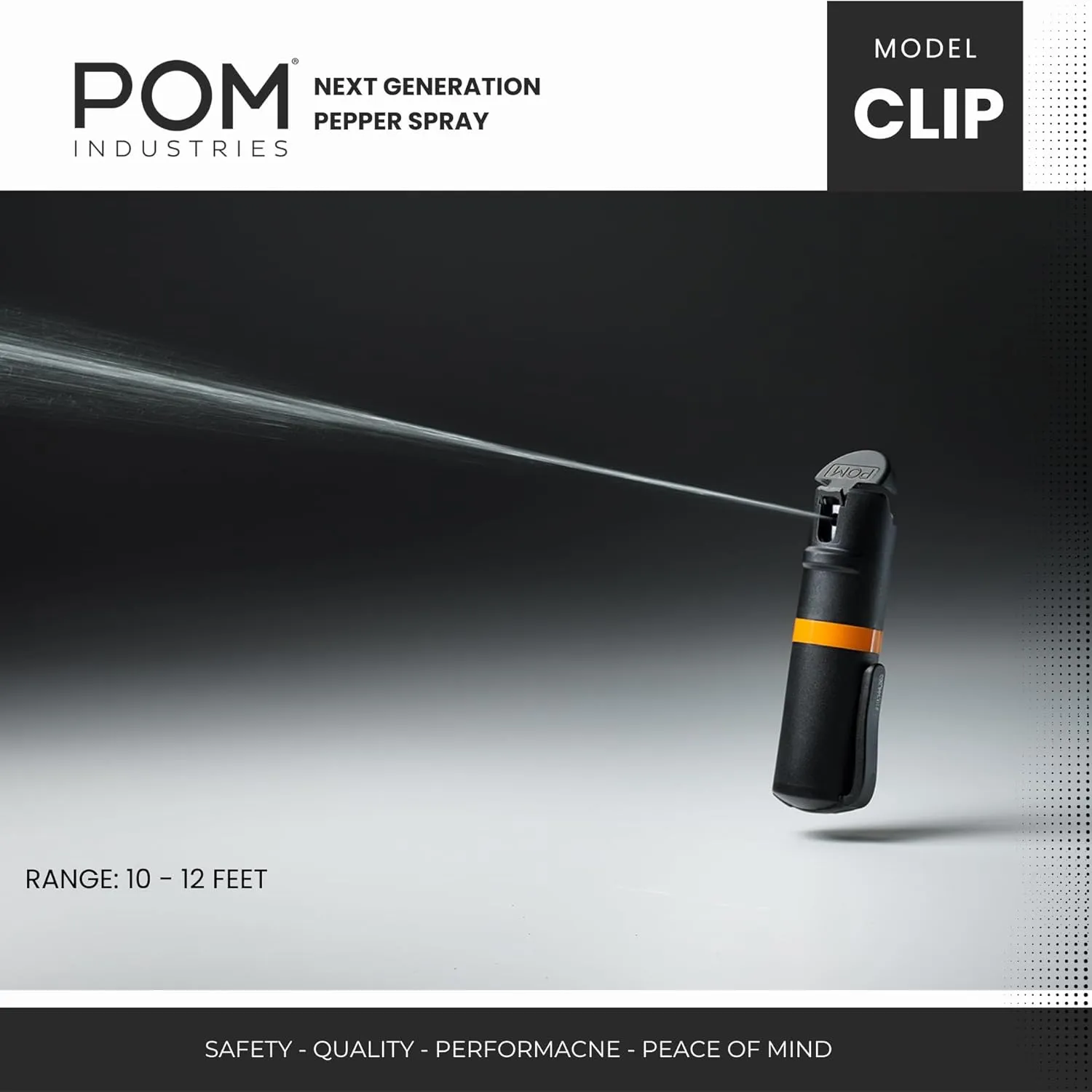 POM Pepper Spray Combo Pack, Keychain & Clip Model, Max Police Strength OC Formula, Quick Key Release, Flip Top Safety, 10 ft Range, 25 Bursts, 0.5 fl oz, Compact Tactical Design for Everyday Carry