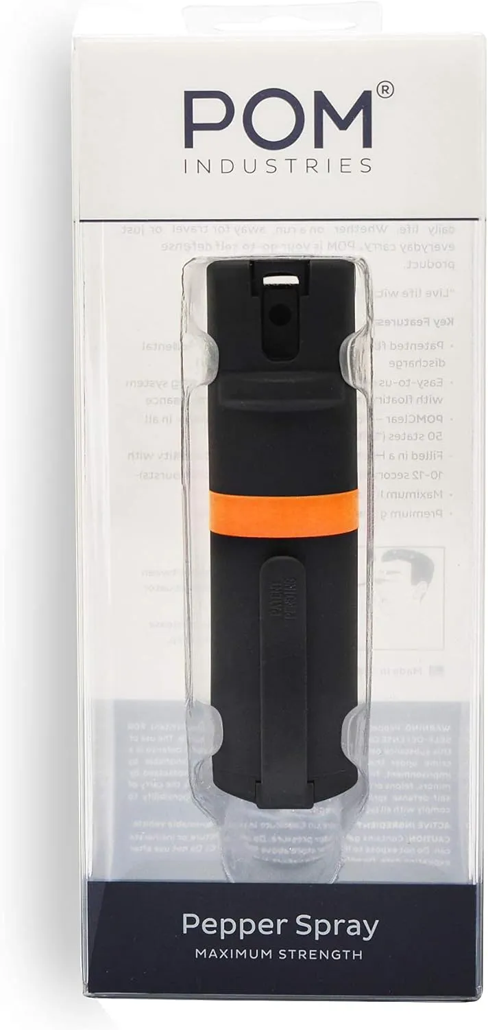 POM Pepper Spray Flip Top - Maximum Strength OC Spray for Self Defense - Tactical Compact & Safe Design - 25 Bursts & 10 ft Range - Powerful & Accurate Stream Pattern…
