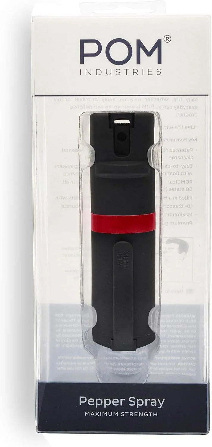 POM Pepper Spray Flip Top - Maximum Strength OC Spray for Self Defense - Tactical Compact & Safe Design - 25 Bursts & 10 ft Range - Powerful & Accurate Stream Pattern…