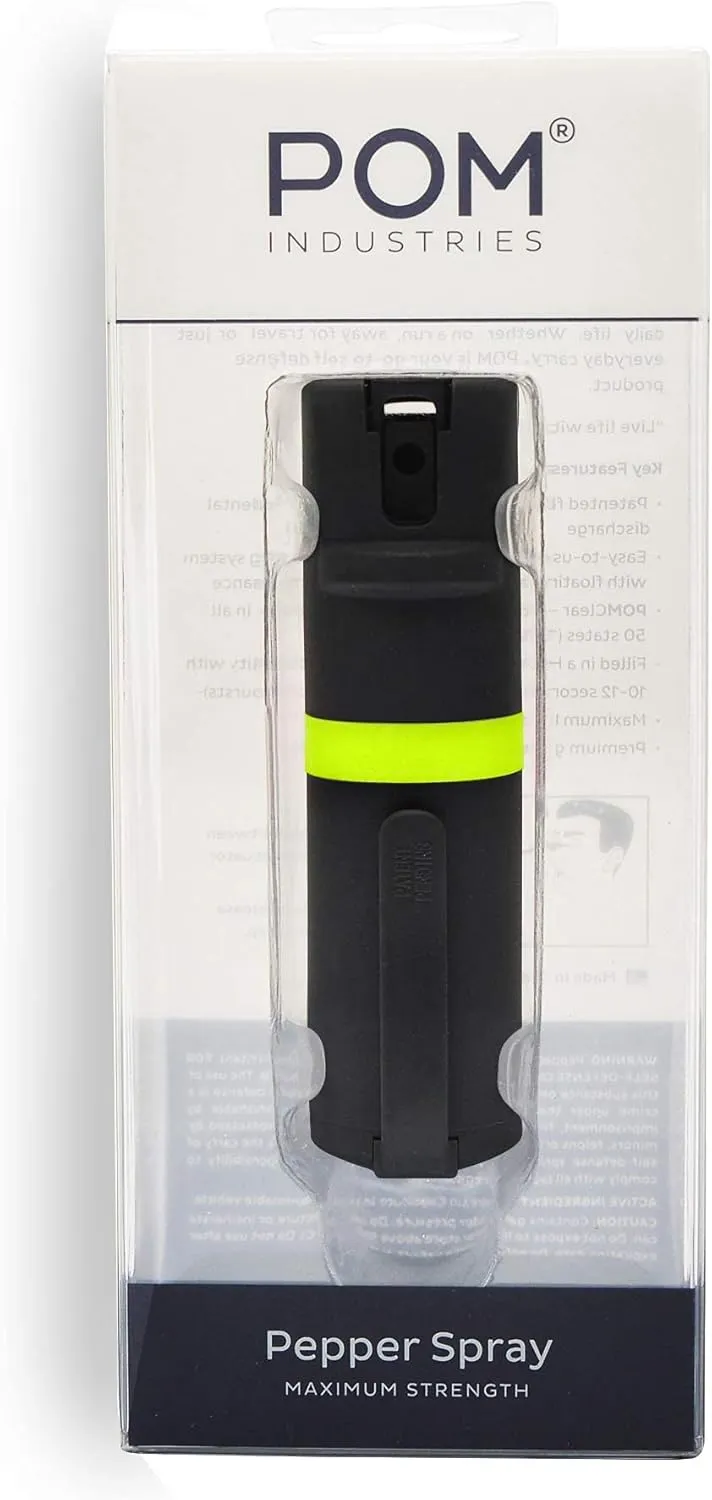 POM Pepper Spray Flip Top - Maximum Strength OC Spray for Self Defense - Tactical Compact & Safe Design - 25 Bursts & 10 ft Range - Powerful & Accurate Stream Pattern…