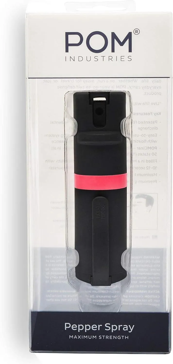 POM Pepper Spray Flip Top - Maximum Strength OC Spray for Self Defense - Tactical Compact & Safe Design - 25 Bursts & 10 ft Range - Powerful & Accurate Stream Pattern…