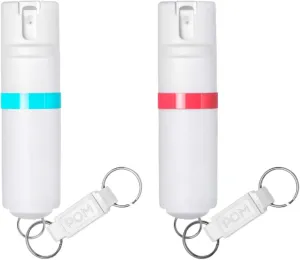 POM Two-Pack Pepper Spray Keychain - Maximum Strength OC Spray Self Defense - Tactical Compact & Safe Design - Quick Key Release - 25 Bursts & 10 ft Range - Accurate Stream Pattern