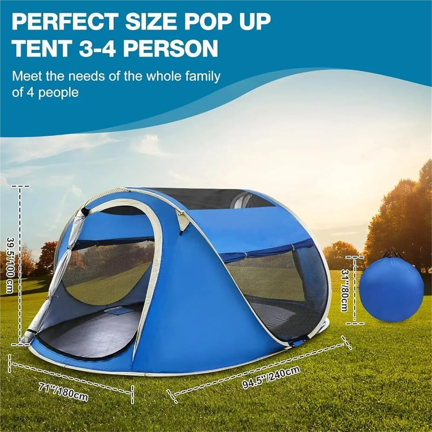Pop Up Tents Easy Pop Up Tent 4 Person Waterproof Pop Up Camping Tents Automatic Tent Throw Pop Up Instant Flip Pop Tent for Camping Adult Pop Up Tent