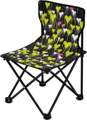 Portable Camping Chairs Black Green Heart Lightweight Folding Chair for Camping, Beach, Picnic, Travel and Sports with Carry Bag 20851115