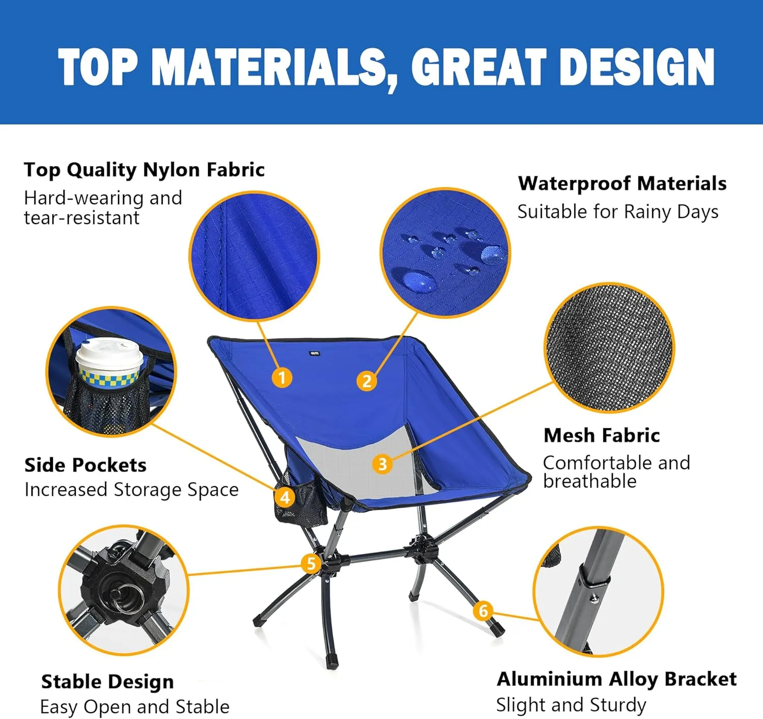 Portable Camping Chairs,Camp Chairs for Adults,Outdoor Chair Supports 380Lbs,Folding Camping Chair with Cup Holder Carry Bag,Fast Setup Lightweight Backpack Seat for Travel,Hiking,Beach,Adventures