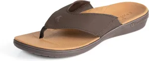 PowerStep Men's Arch Support Orthotic Flip Flop Sandals with Shock Absorbing Sole, Lightweight Non-Slip Tread, Brown, 10