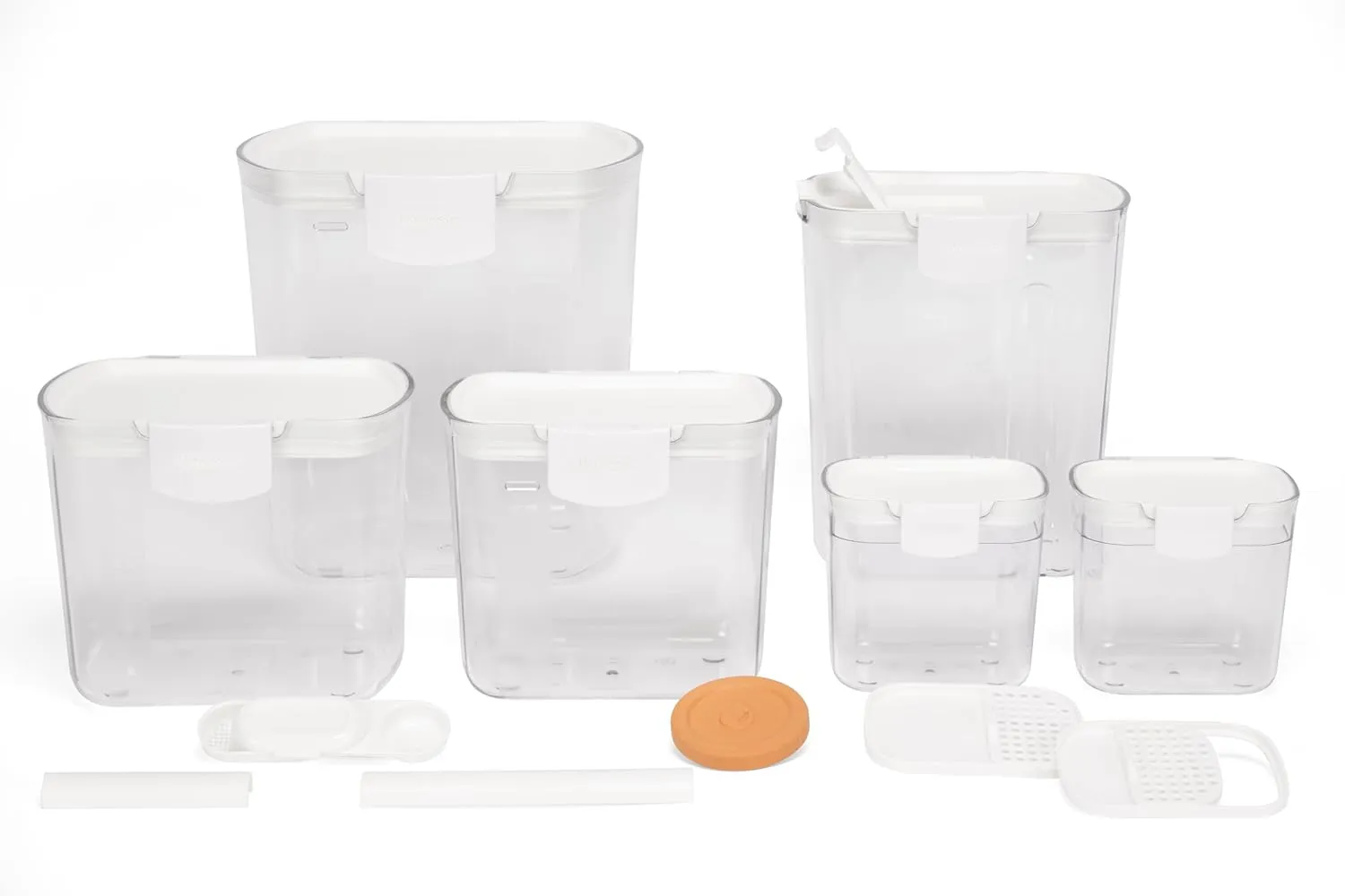 Progressive ProKeeper Baker's Airtight Kitchen Storage Canister Container Set for Flour, Sugar & More, Keeps Ingredients Fresh, with Accessories (White)