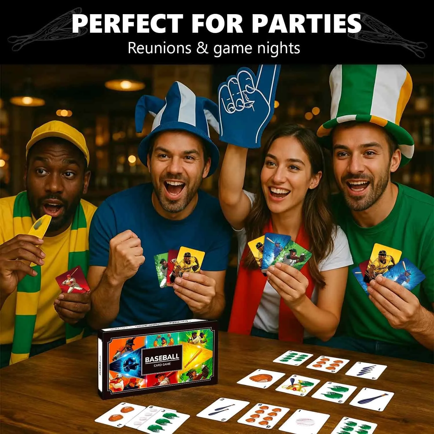 QUOKKA Baseball Fast-Paced Card Game for Kids & Adults – 128 Cards & Easy Rules – Quick & Fun Matching Game – 2-8 Players – Ages 8  – Perfect for Family Games Night, Travel and Parties