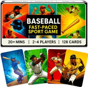 QUOKKA Baseball Fast-Paced Card Game for Kids & Adults – 128 Cards & Easy Rules – Quick & Fun Matching Game – 2-8 Players – Ages 8  – Perfect for Family Games Night, Travel and Parties