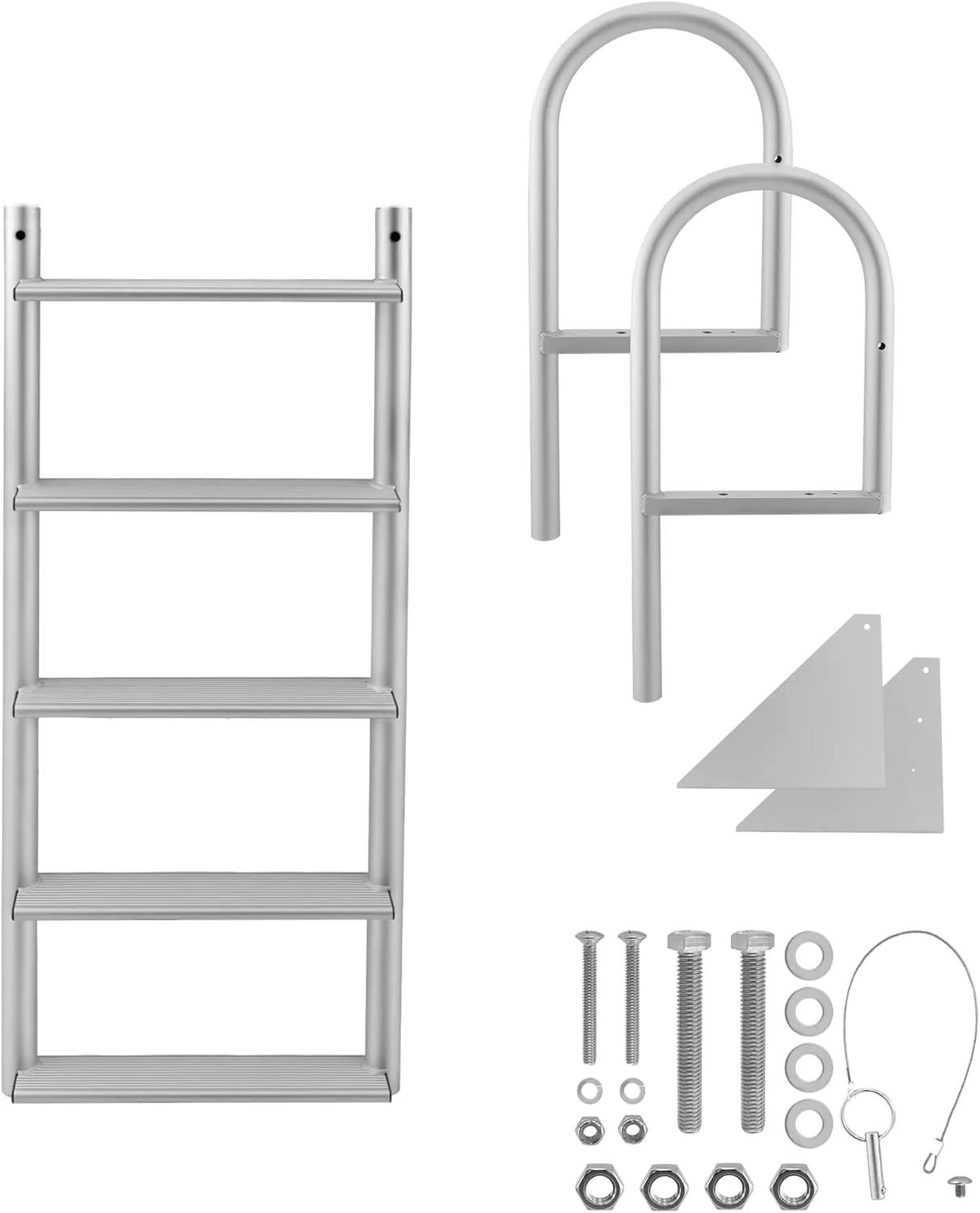 RecPro Marine 4 Step Flip Up and Stationary Boat Dock Swim Ladder 20" Wide