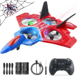 Remote Control Airplane for Kids - Spider Stunt Drone, 2.4GHZ RC Drone Toys One Key Takeoff/Return, 360° Flip Fighter Jet Toy, Indoor Flying Toy, Outdoor RC Plane for Kids & Adults