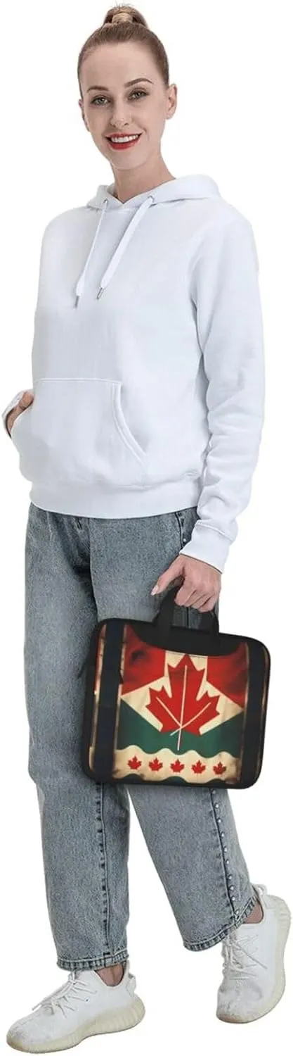Retro Canada Flag Print Laptop Bag Laptop Case Shoulder Laptop Bag with Padded Protection Spacious Pockets