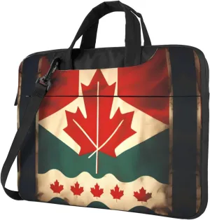Retro Canada Flag Print Laptop Bag Laptop Case Shoulder Laptop Bag with Padded Protection Spacious Pockets