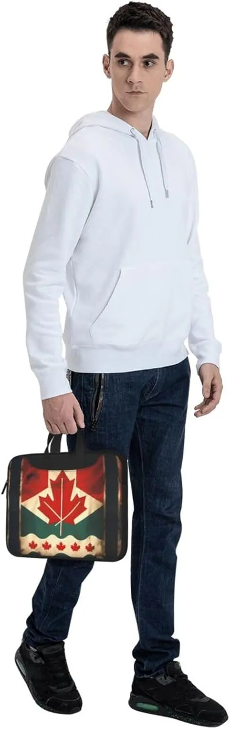 Retro Canada Flag Print Laptop Bag Laptop Case Shoulder Laptop Bag with Padded Protection Spacious Pockets