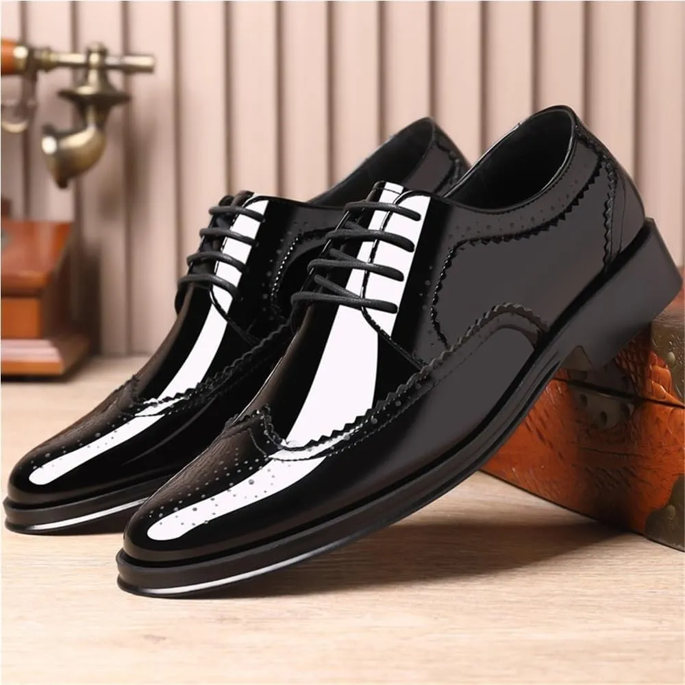 Retro Carved Brogue Dress Shoes Classic Oxfords Lace Up Stylish and Comfort Mens Business Casual Shoes