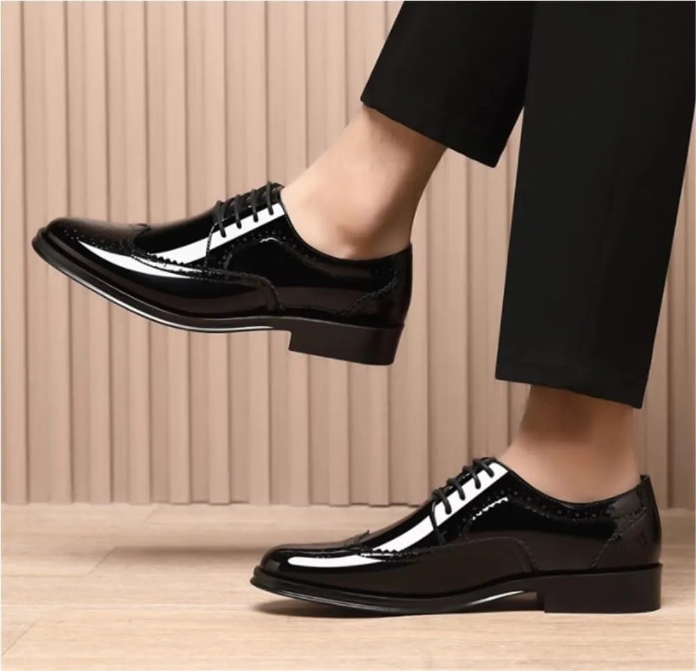 Retro Carved Brogue Dress Shoes Classic Oxfords Lace Up Stylish and Comfort Mens Business Casual Shoes