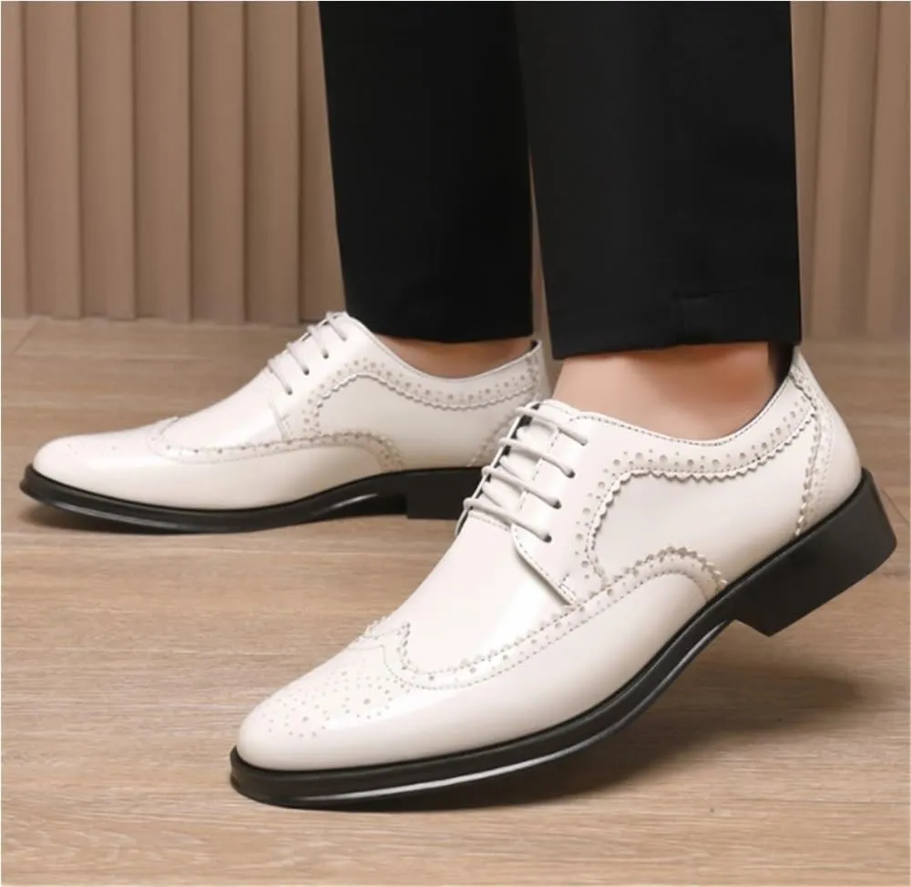 Retro Carved Brogue Dress Shoes Classic Oxfords Lace Up Stylish and Comfort Mens Business Casual Shoes