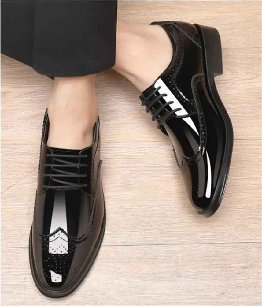 Retro Carved Brogue Dress Shoes Classic Oxfords Lace Up Stylish and Comfort Mens Business Casual Shoes