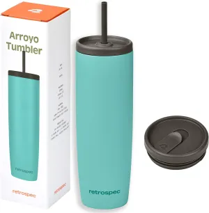 Retrospec Arroyo Stainless Steel Tumbler with Lid and Straw - Reusable Insulated Tumbler Cup - Iced Coffee Travel Mug - Double Walled Thermal Tumblers