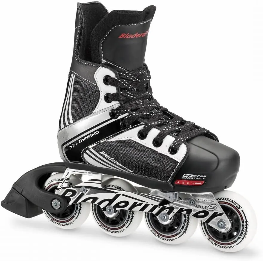 Rollerblade Bladerunner Dynamo Jr Size Adjustable Hockey Inline Skate, Black and Red, Inline Skates