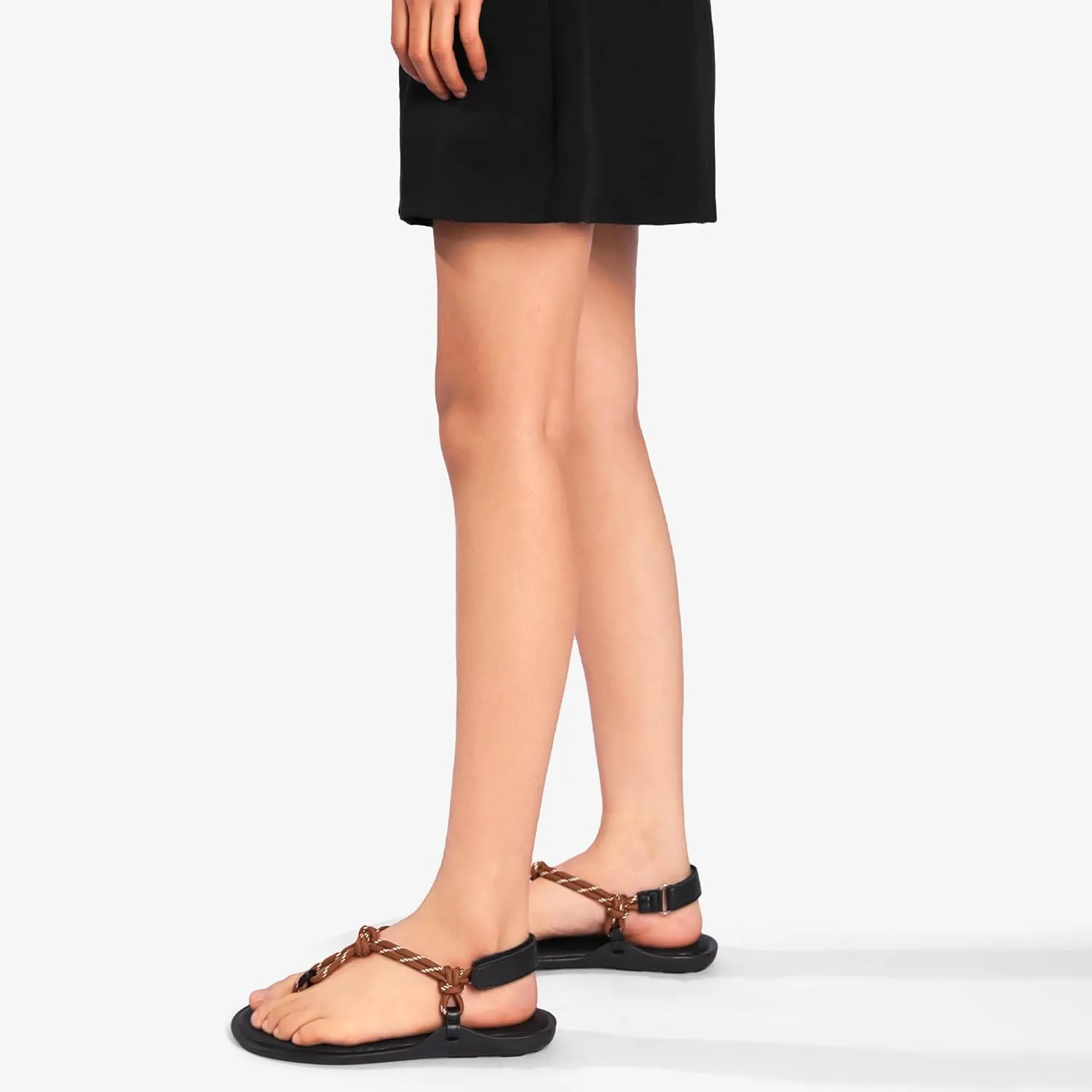 Rope Flip Flop Sandals for Women Adjustable T Strap Slip on Comfortable Thong Sandals Women Dressy