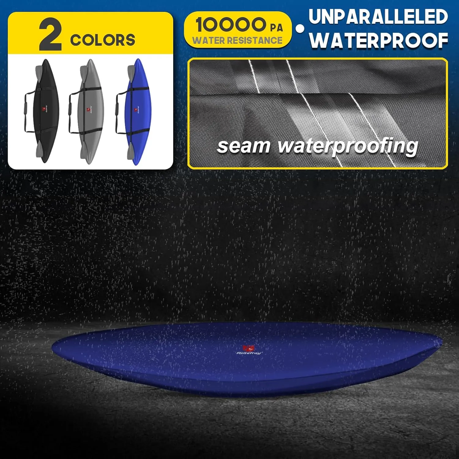 Rosefray 9.3-15 FT Kayak Cover, High-performance Marine kayak covers, Comfortable ShoulderStrap, Waterproof UV Resistant, Fade-Resistant Dustproof Fishing Boat Cover for Outdoor Storage