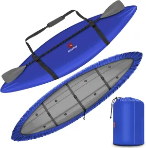 Rosefray 9.3-15 FT Kayak Cover, High-performance Marine kayak covers, Comfortable ShoulderStrap, Waterproof UV Resistant, Fade-Resistant Dustproof Fishing Boat Cover for Outdoor Storage