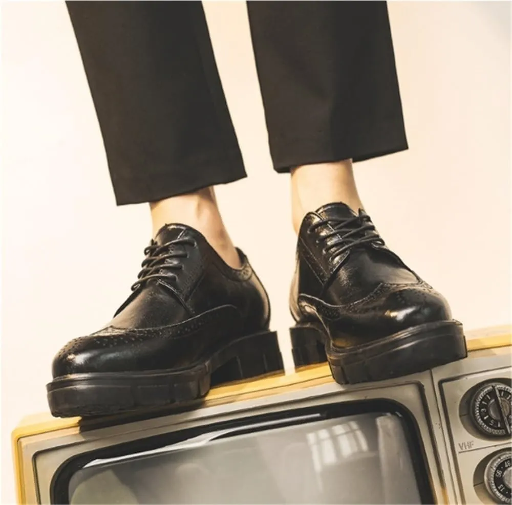 Round Toe Non Slip Shoes Business Lace-ups Wedding Shoe Retro Dress Oxford Mens Elegant Casual Comfort Work Office Shoes