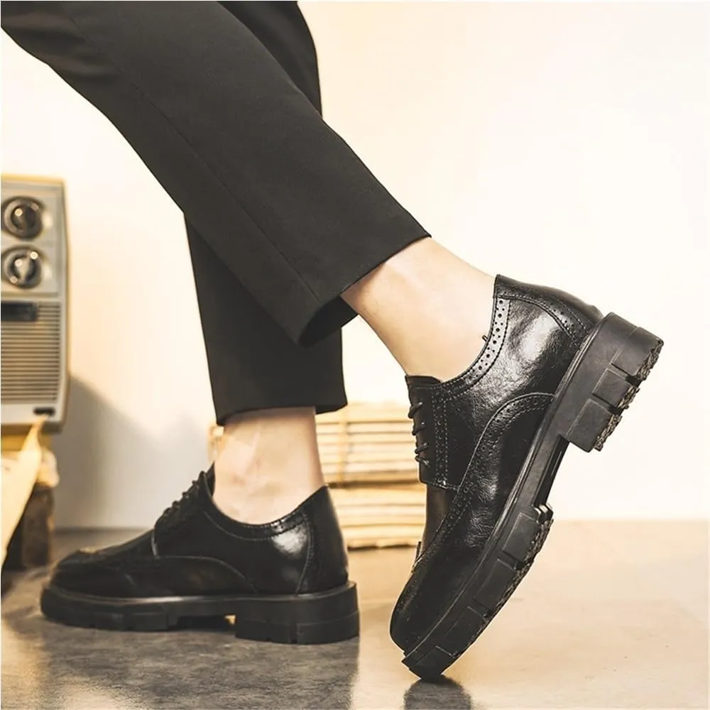 Round Toe Non Slip Shoes Business Lace-ups Wedding Shoe Retro Dress Oxford Mens Elegant Casual Comfort Work Office Shoes