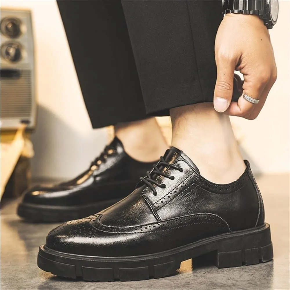 Round Toe Non Slip Shoes Business Lace-ups Wedding Shoe Retro Dress Oxford Mens Elegant Casual Comfort Work Office Shoes