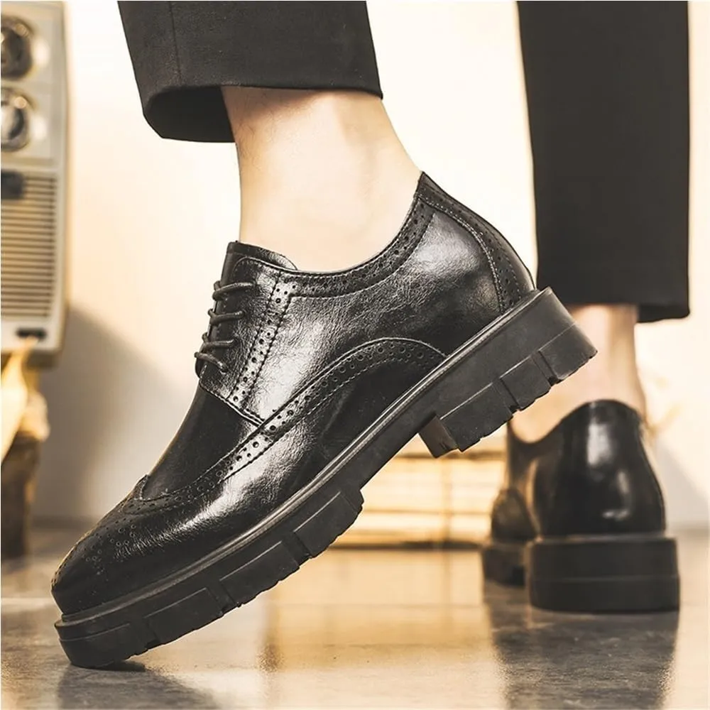Round Toe Non Slip Shoes Business Lace-ups Wedding Shoe Retro Dress Oxford Mens Elegant Casual Comfort Work Office Shoes