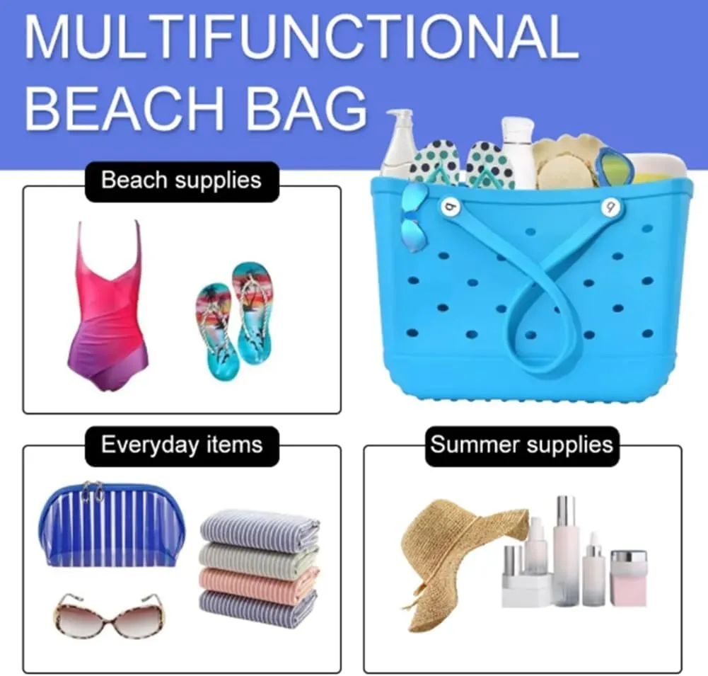 Rubber Beach Bag for Women,Large Capacity Waterproof Outdoor Large Tote Bag for Beach Boat Sports Pool