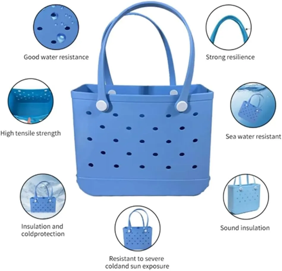 Rubber Beach Bag for Women,Large Capacity Waterproof Outdoor Large Tote Bag for Beach Boat Sports Pool