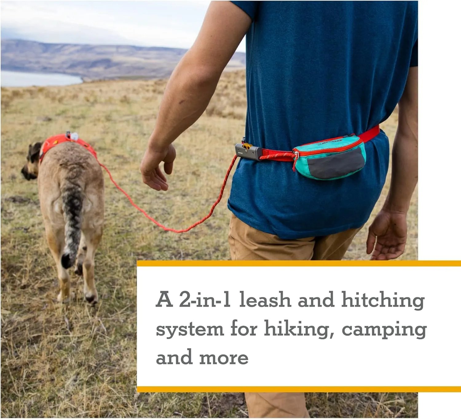 Ruffwear, Hitch Hiker Dog Leash, Adjustable Leash & Hitching System for Camping & Hiking, Slate Blue