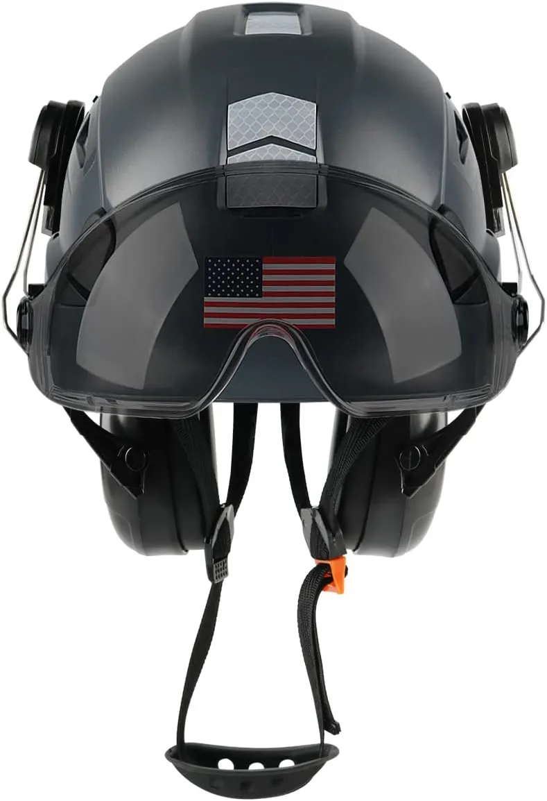 Safety Helmet Hard Hat with Visor and Ear Protection Adjustable Lightweight Vented ABS Work Helmet for Men and Women 6-Point Suspension ANSI Z89.1 Approved Ideal for Industrial & Construction