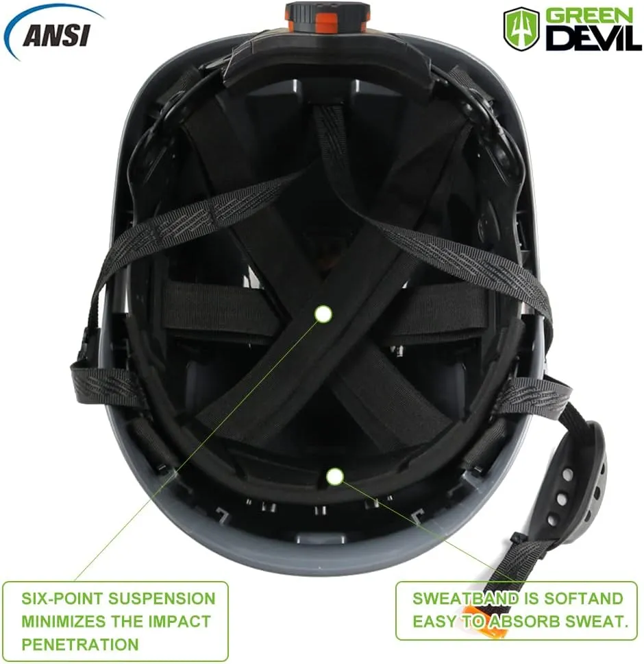 Safety Helmet Hard Hat with Visor and Ear Protection Adjustable Lightweight Vented ABS Work Helmet for Men and Women 6-Point Suspension ANSI Z89.1 Approved Ideal for Industrial & Construction