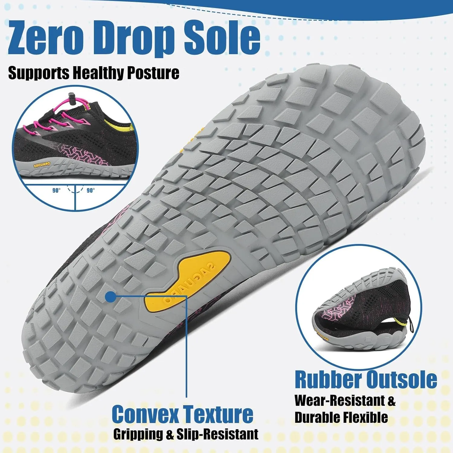 SAGUARO Womens Mens Barefoot Shoes Minimalist Trail Runner Wide Toe Box Zero Drop Outdoor Cross Training Shoe