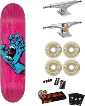 Santa Cruz Skateboard Complete Screaming Hand Pink 7.8" x 31" with Independent Trucks, Spitfire Wheels, Bones Reds Bearings, Hardware, and Griptape