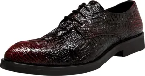 Santimon Men's Alligator Print Leather Lace Up Oxford Shoes Classic Modern Formal Dress Shoes Wedding Shoes