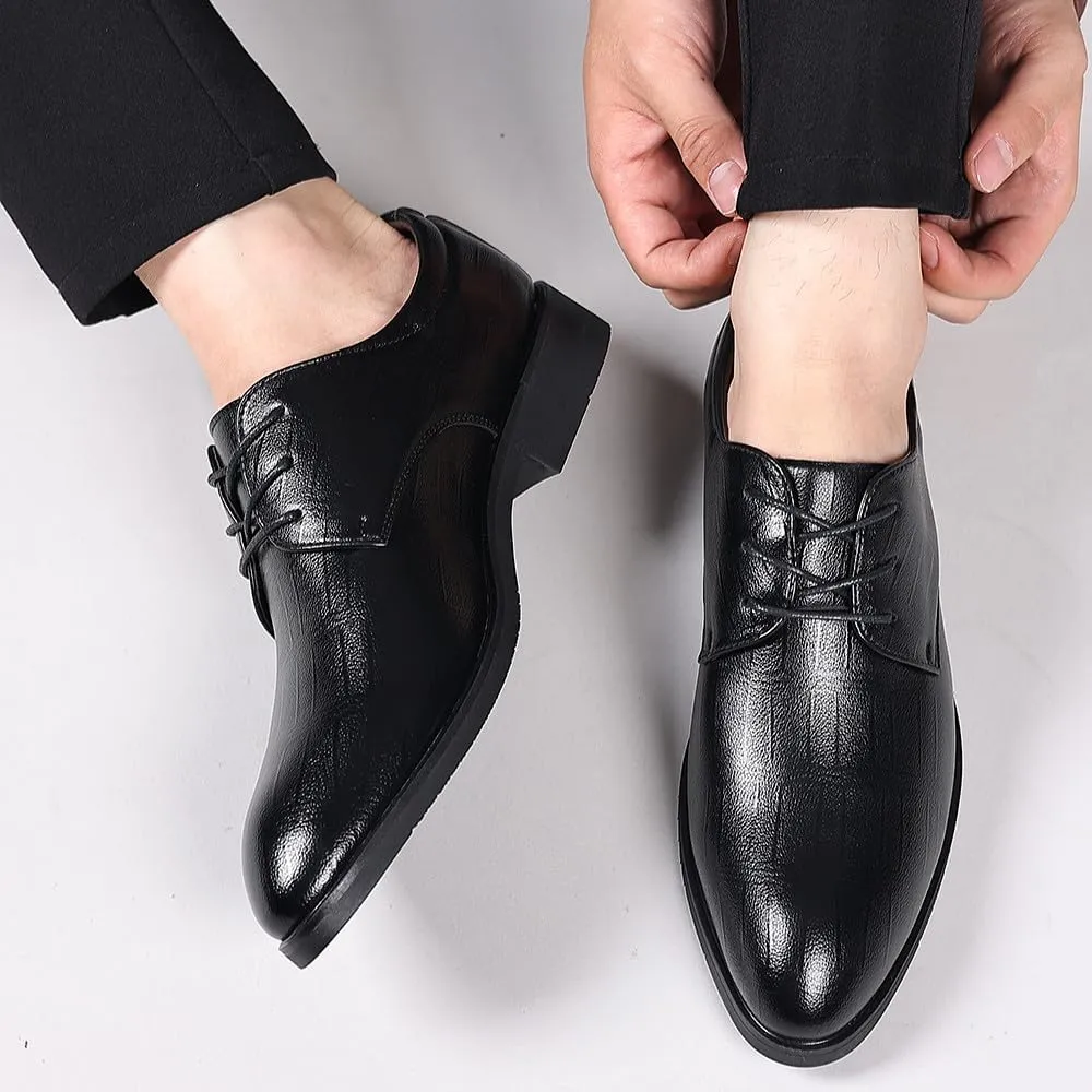 Santimon Men's Black Oxford Dress Shoes Classic Lace-Up Formal Shoes for Office, Business, Weddings