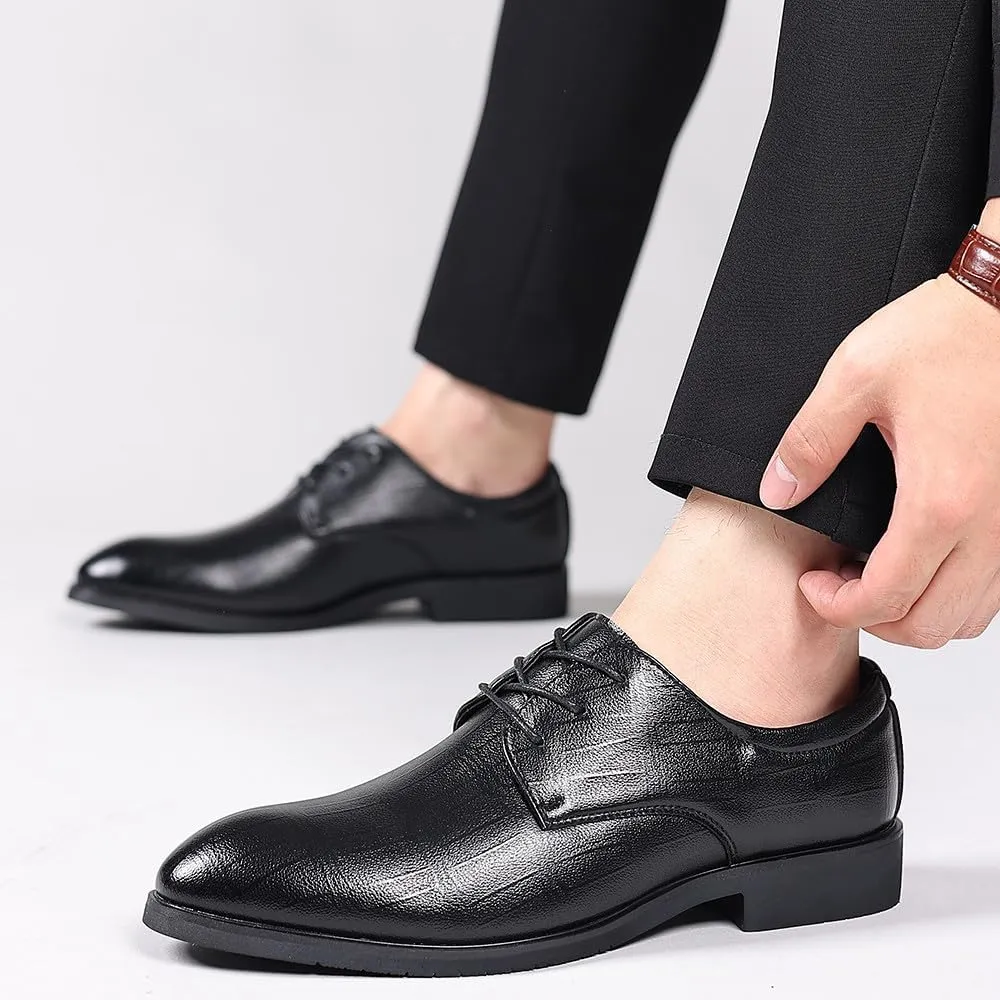 Santimon Men's Black Oxford Dress Shoes Classic Lace-Up Formal Shoes for Office, Business, Weddings