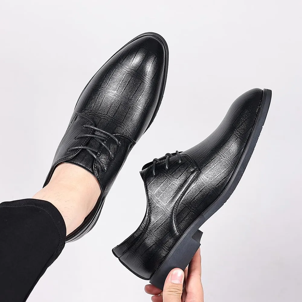 Santimon Men's Black Oxford Dress Shoes Classic Lace-Up Formal Shoes for Office, Business, Weddings
