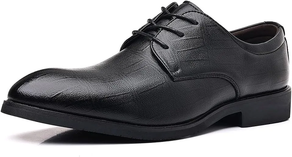 Santimon Men's Black Oxford Dress Shoes Classic Lace-Up Formal Shoes for Office, Business, Weddings