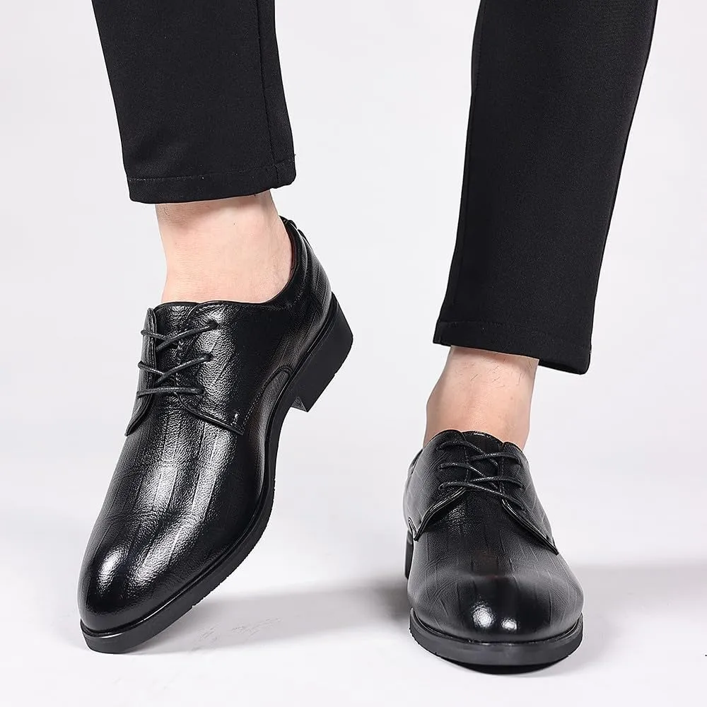 Santimon Men's Black Oxford Dress Shoes Classic Lace-Up Formal Shoes for Office, Business, Weddings