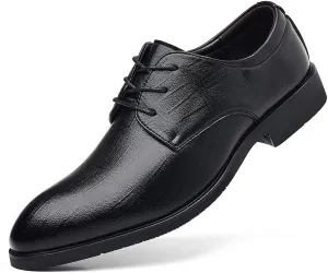 Santimon Men's Black Oxford Dress Shoes Classic Lace-Up Formal Shoes for Office, Business, Weddings